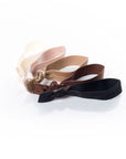 Nudes - InStyler All Tied Up Hair Ties-Five ties in silk, caramel, toffee, chestnut and noir. Laid on side on white background. 