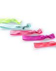 Brights - InStyler All Tied Up Hair Ties-Five ties in in coral, watermelon, sky, hot pink and citron. Laid on white background.