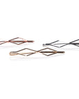 GeometricMetallics -  InStyler Geometric Pin It Up Bobby Pins-in gold, rose gold and gold metallics laid on white background