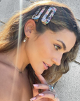 Hair Barrettes -- InStyler-Photo of model wearing two multi-colored barrettes