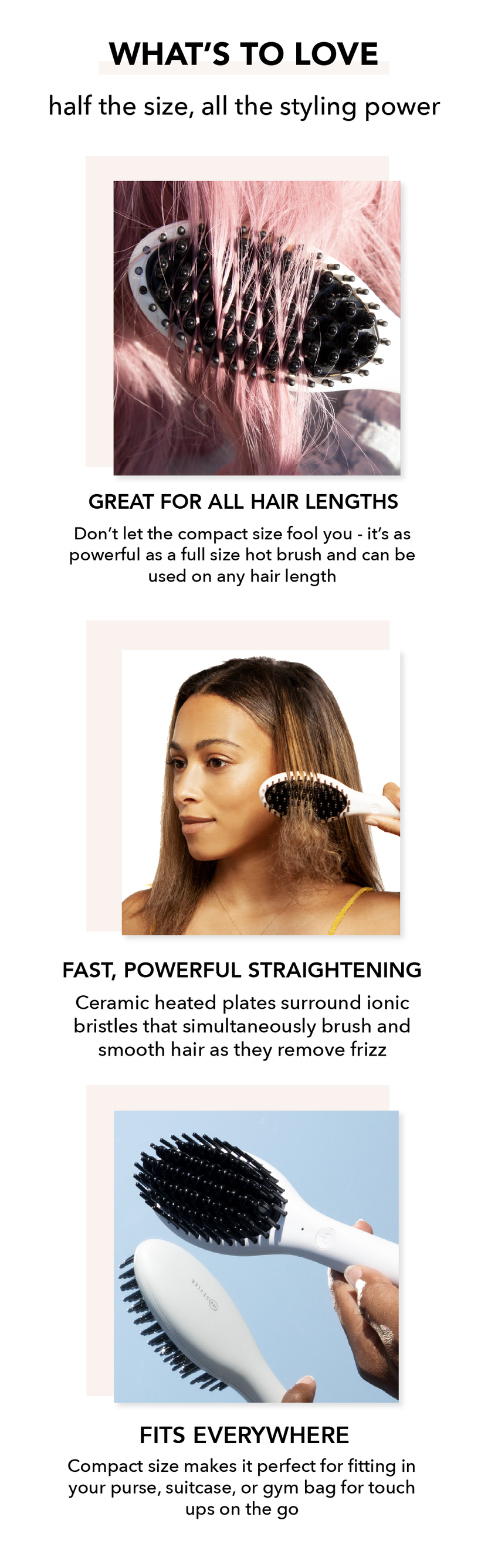 Straight Up Mini Ceramic Hair Straightening Brush by InStyler
