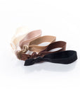 Nudes - InStyler All Tied Up Hair Ties-Five ties in silk, caramel, toffee, chestnut and noir. Laid on side on white background.