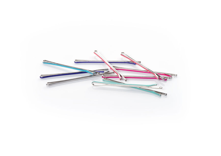 Fresh - InStyler Straight Pin It Up Bobby Pins-side view of five vibrant colored pins