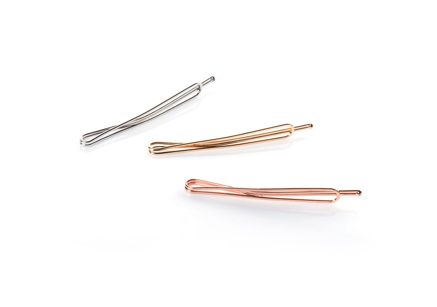 TeardropMetallics -  InStyler Teardrop Pin It Up Bobby Pins-top view in gold, rose gold and gold metallics